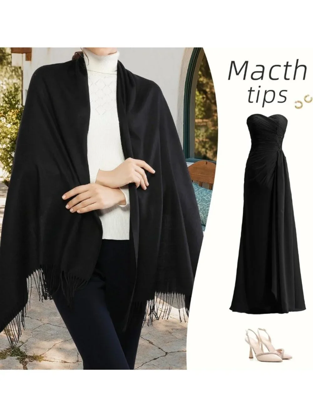 Elegant Pashmina Shawl Wrap for Bridesmaid, Evening Dress, Winter Warmth, Large